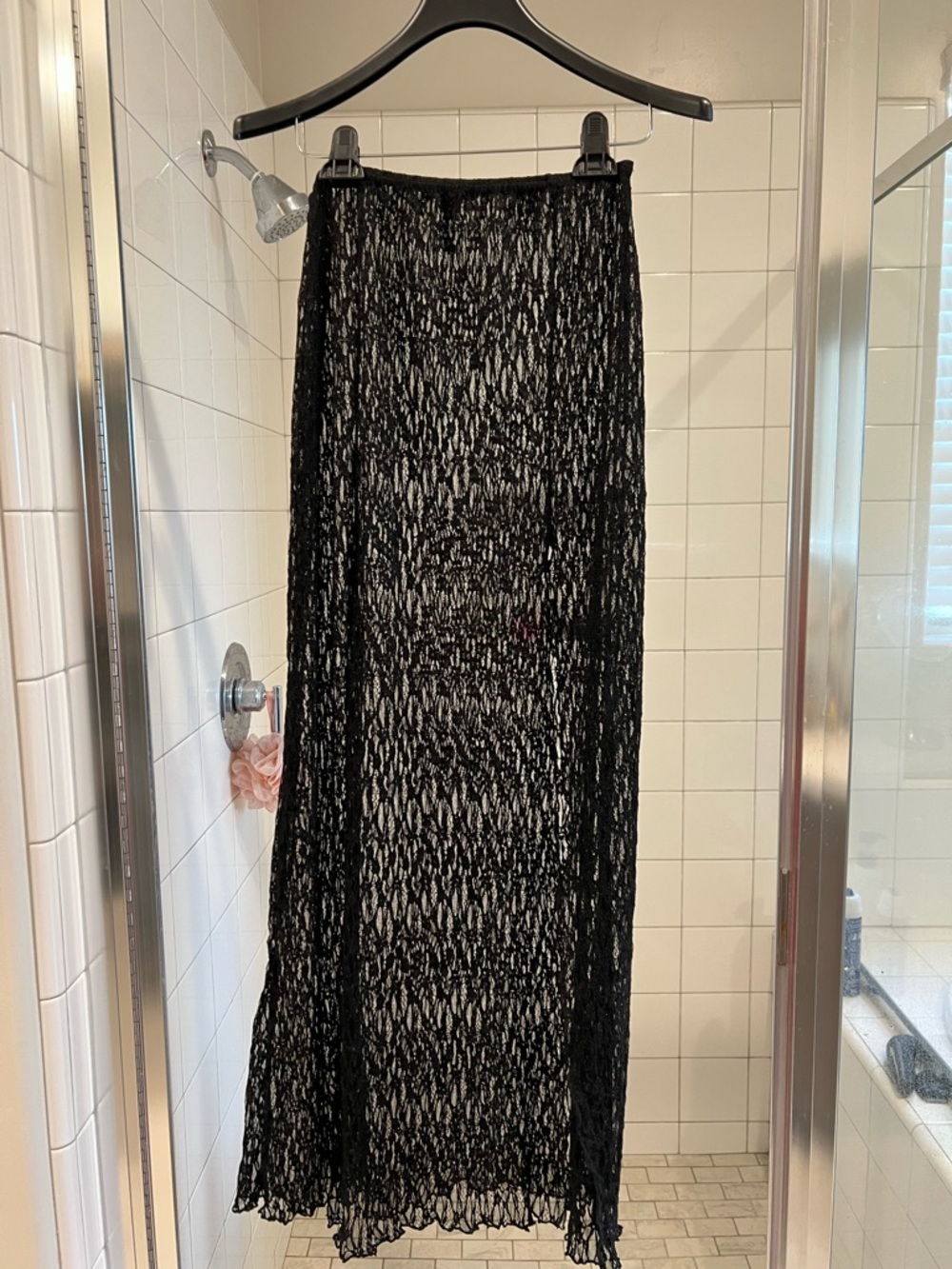 Nasty Gal Black Sheer Lace Maxi Skirt